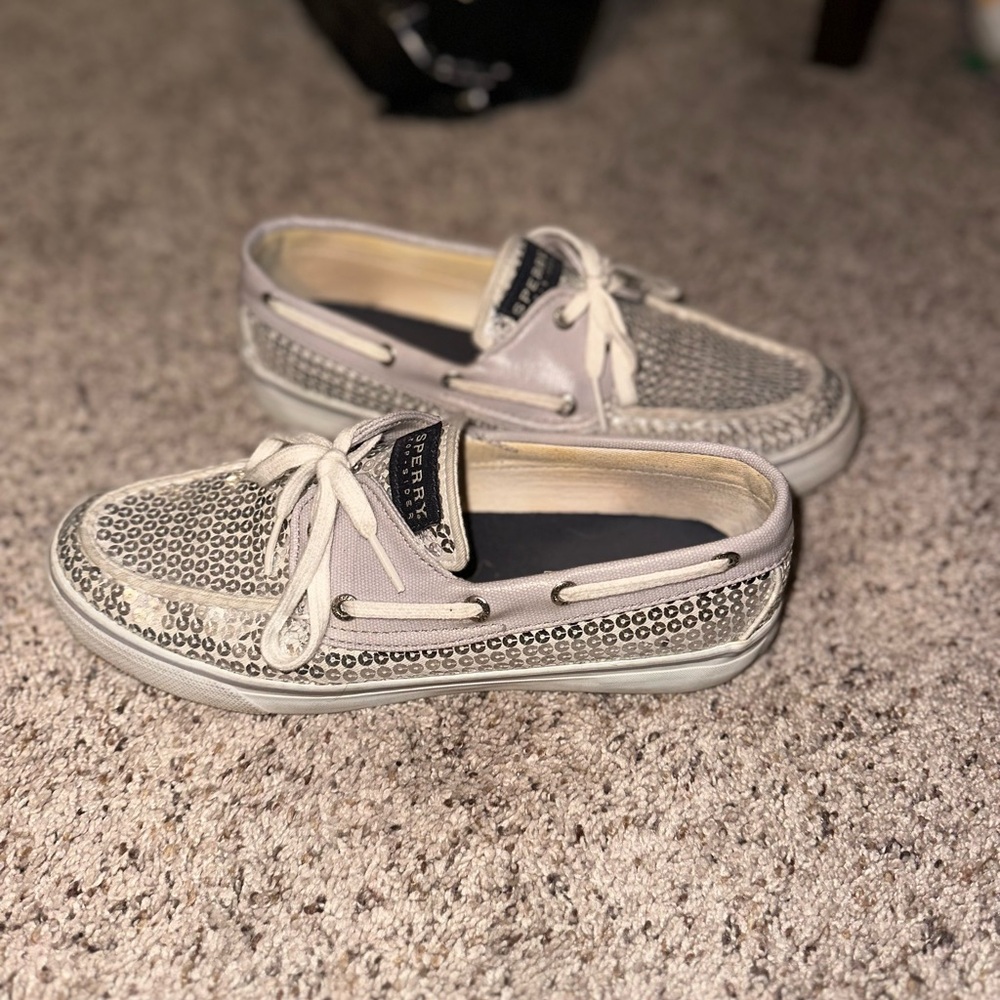 Sperry Silver Studded Boat Shoes
